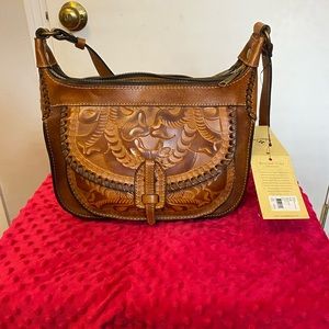 Burnished Tooled Collection handbag